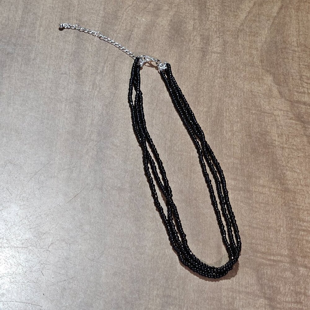 Black Multi-strand Seed Bead Necklace